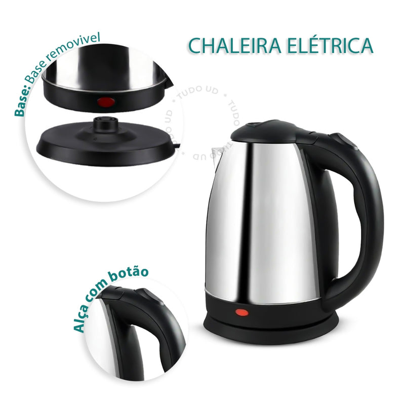 Chaleira Elétrica Térmica Bule Com Tampa Inox 1,8L